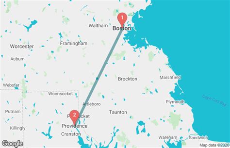 Peter Pan Bus Lines operates a bus from South Station, Boston, MA to Convention Center, Providence, RI twice daily. Tickets cost $5 - $23 and the journey takes 1h 10m. Greyhound USA also services this route once daily. Train operators. Amtrak Acela.. 