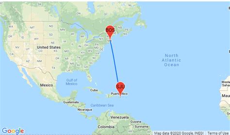 The total flight duration from Boston, MA to San Juan, Puerto Rico is 3 hours, 51 minutes. This assumes an average flight speed for a commercial airliner of 500 mph, which is equivalent to 805 km/h or 434 knots. It also adds an extra 30 minutes for take-off and landing. Your exact time may vary depending on wind speeds.. 