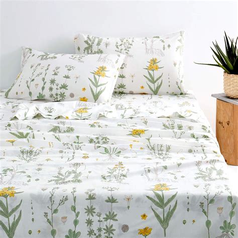 Botanical Cotton Sheet Set Wake in Cloud