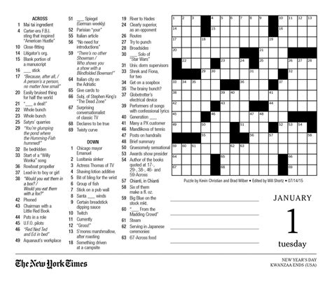 The New York Times crossword was first published in The New York Time