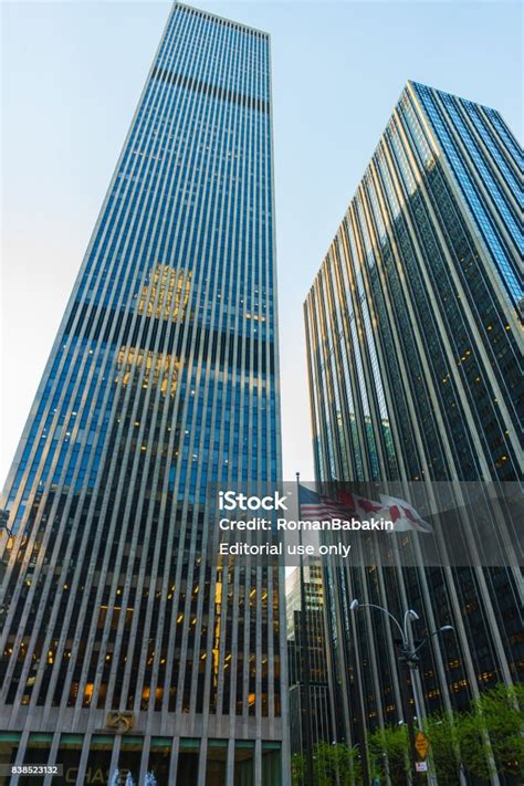 Bottom Up View on Exxon Building and TimeLife NYC Stock Image Image