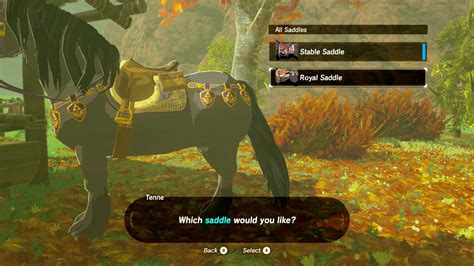 Botw change saddle. The Giant Horse can't have its saddle changed, sadly. None of the "special" horses can. It is possible to put the Ancient Sattle + Bridle on the White Horse. AFAIK the only horse besides the Giant Horse that can't have its gear changed is the Amiibo-exclusive Epona. Yep. 