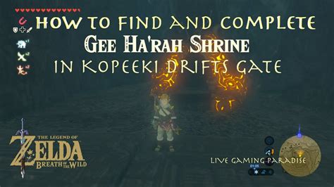 Botw kopeeki drifts shrine. Entrance to the Shrine. Gee Ha'rah Shrine is found in the Kopeeki Drifts Cave, which is behind a Giant Stone Door at the bottom of Kopeeki Drifts on the Tabantha Frontier.At the northeast end of the Kopeeki Drifts, an abandoned shelter can be found with many Snowballs.If Link manages to roll a large enough Snowball down the Kopeeki Drifts and … 