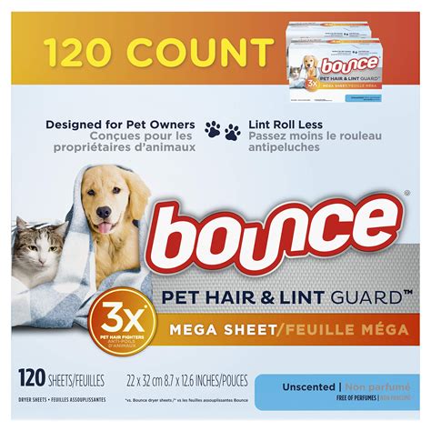 Bouce Bounce Pet Hair and Lint Guard Mega Dryer Sheets …