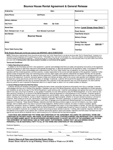 Bounce House Rental Agreement - Fill and Sign …