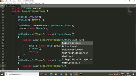 Bouncing ball program in java using multithreading