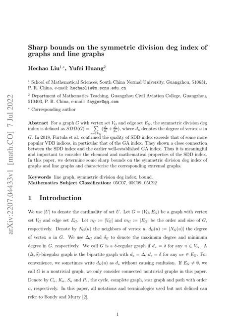 Bounds for symmetric division deg index of graphs - ResearchGate