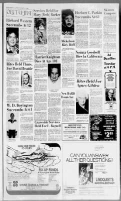 Bountiful clipper obituaries.  Historical newspapers from Bountiful, Utah, ser...