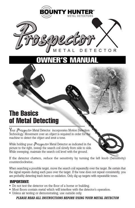 Bounty hunter prospector metal detector manual. - Bizerba slicer operating manual vs 12.