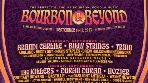 Bourbon and beyond 2023. Mar 9, 2023 · The popular 2023 Bourbon & Beyond Festival at the Highland Festival Grounds in Louisville, Kentucky will host headliners Brandi Carlile, The Killers, The Black Keys, Blondie and Bruno Mars atop an ... 