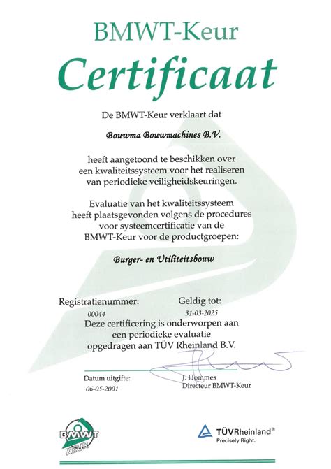 Bouwmachine keuring verplicht