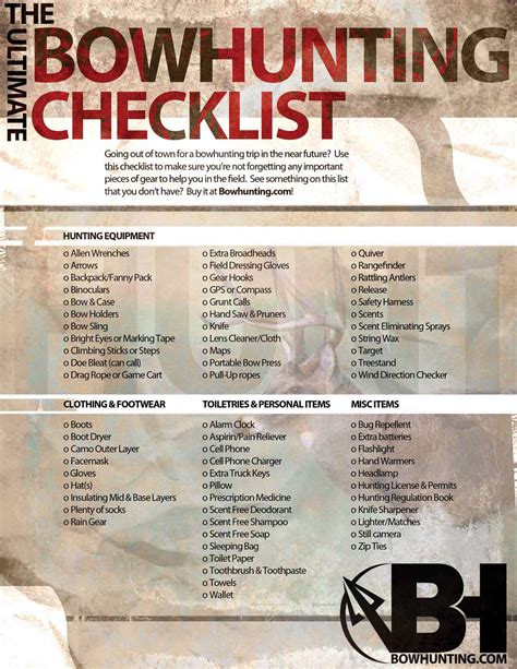 Bow Hunting Checklist The Hunting Game