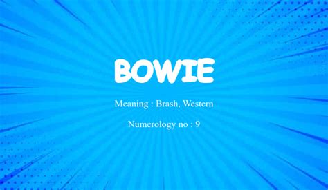 Bowie Name Meaning - Origin, Religion of Baby Boy Name Bowie