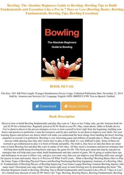 Read Online Bowling The Absolute Beginners Guide To Bowling Bowling Tips To Build Fundamentals And Execution Like A Pro In 7 Days Or Less Bowling Basics Bowling Fundamentals Bowling Tips Bowling Execution By Tara Adams