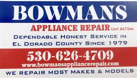 Bowmans Appliance Repair Placerville CA, 95667 – Manta.com