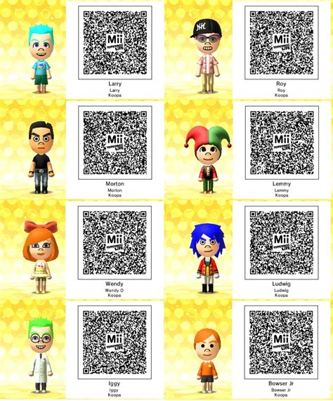 Bowser tomodachi life qr code. This mii of my MineCraft baby pig in Tomodachi Life is really cute! Plus, it has a high level, cute voice, large wardrobe, etc. How To Scan QR Code 1. Go to City Hall 2. Select the QR code option 3. Select "Scan QR Code" 4. Scan this code! Don't have Tomodachi Life for 3DS? Consider it for Christmas! Trust me, it's a wonderful game! 