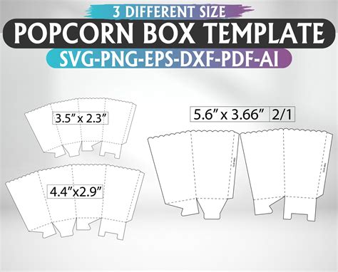 Box Template SVG Popcorn Box SVG Packaging Box SVG Box Etsy