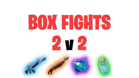 Box fight 2v2 fortnite code. Players right now. 1D. 1W. 1M. ALL. Come play PANDVIL Box Fight (2v2) 📦 by pandvil in Fortnite Creative. Enter the map code 6562-8953-6567 and start playing now! 