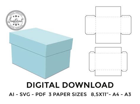 Box with lid template rectangular box with lid gift box with Etsy