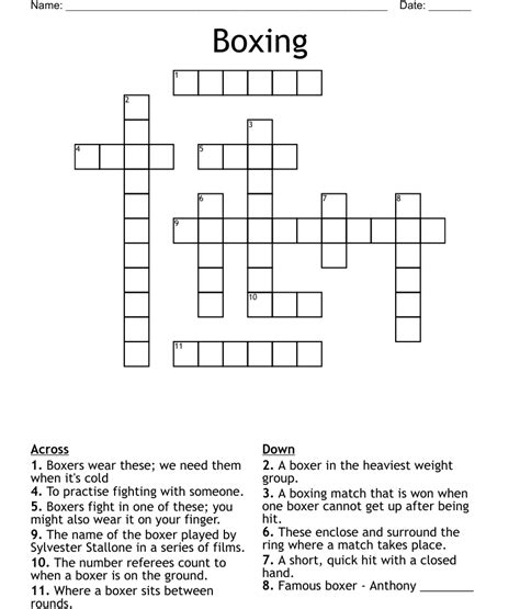 The Crossword Solver found 30 answers to "Take care of a boxer?", 6 letters crossword clue. The Crossword Solver finds answers to classic crosswords and cryptic crossword puzzles. Enter the length or pattern for better results. Click the answer to find similar crossword clues . Enter a Crossword Clue.