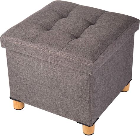 Boxes Linen Foot Stool Large Storage Ottoman Double Pouffe …