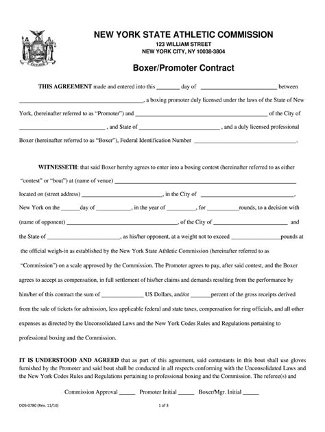 Boxing Contract Form Fill Out and Sign Printable PDF Template signNow