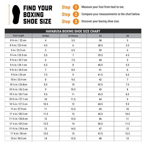 Boxing Shoe Size Chart