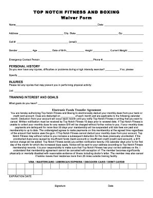 Boxing Waiver Form Template Fill Out and Sign Printable PDF Template