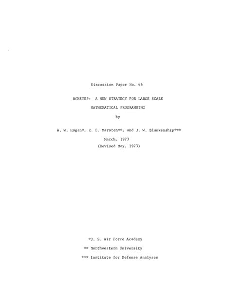 Boxstep A New Strategy For Large Scale Mathematical Programming