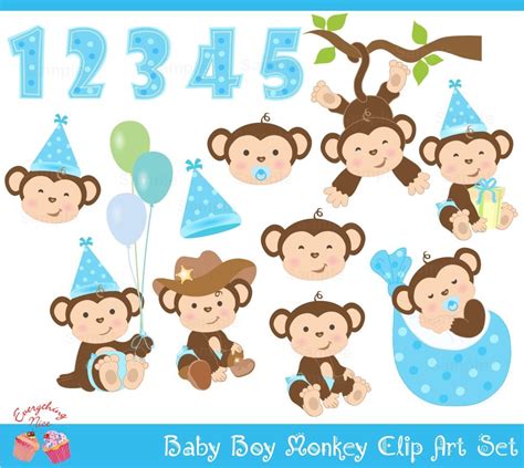 Boy monkey clipart - Etsy Nederland