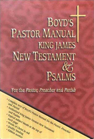 Boyds pastor manual kjv new testament and psalms. - Aspectos jurídicos de la clasificación arancelaria.