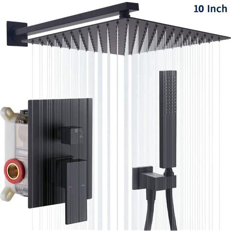Boyel Living Wall-Mounted 2 GPM Bathroom Shower Faucets Set with Sliding Bar, 10-Inch Square Rainfall Shower Head and Handheld Shower in Brushed Gold. $73206 $92422 21% OFF.. 