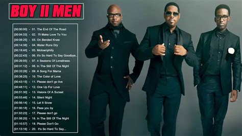Boyz 2 men songs. Feb 4, 2019 ... While driving, I do not remember what the first few songs were, but then, Boyz II Men's “End of the Road” came on. Released in 1992, it spent a ... 