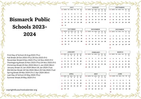 Bps Calendar Bismarck