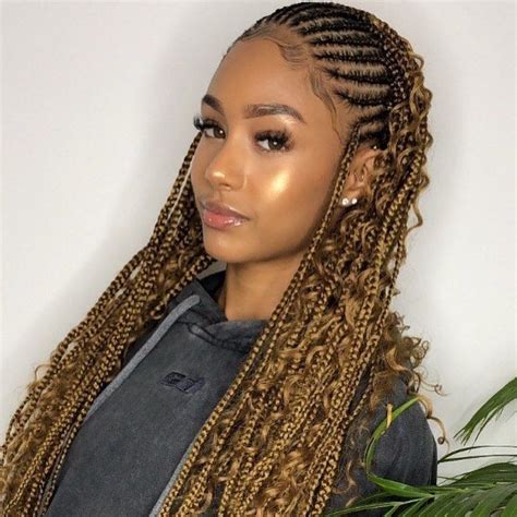 This long, highlighted crochet hair is braided several inches dow
