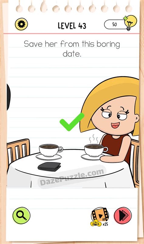 Brain Test AllStar Level 43 Save her from this boring date Answer