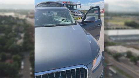 Brake drum crashes into driver's windshield on I-70 in Wheat Ridge