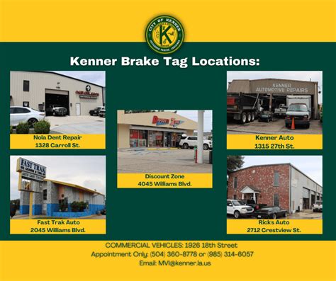 Brake tag kenner louisiana. Kenner Brake Tag Station. Obtain a brake tag in Kenner. Kenner Senior Center. The Kenner Senior Center is a non-profit organization serving the elderly in the local … 