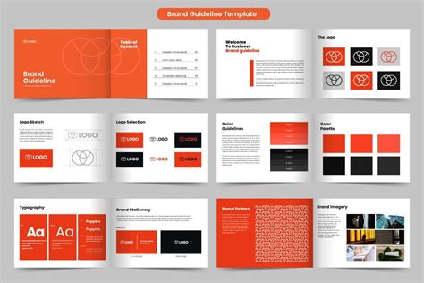 Brand Guidelines Template and Landscape Logo Brand Manual Layout Design