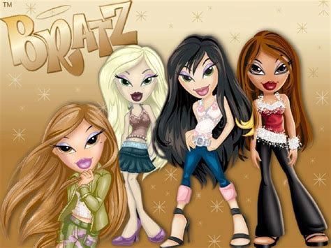 Cool photo of five Bratz dolls lined up and d