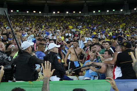 Brawling fans in stands delay start of Argentina-Brazil World Cup qualifying match for 27 minutes