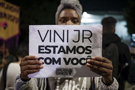 Brazilians protest outside Spanish consulate after Vinicius Júnior’s racism row