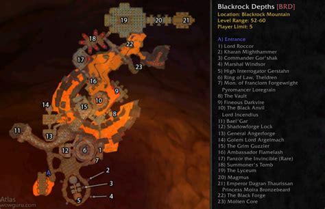 BRD Floor 1 - Emperor Lava Run BRD Floor 2 - Emperor Lava Run EDIT: I have updated the maps to include a little more information. Namely, the locked doors which require the shadowforge key and that the dark iron highway path closes when the shadowforge lock is activated (opening the path to angerforge). EDIT2: Credit where credit is due..