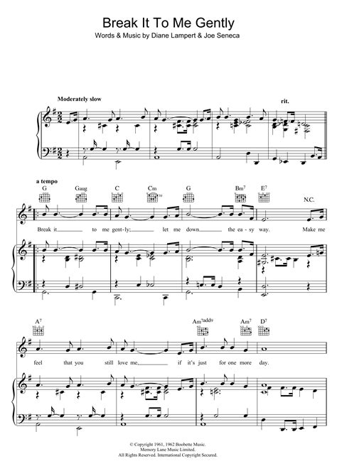 Break It To Me Gently Sheet Music Brenda Lee Lead …