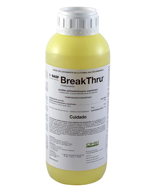 Break thru. BREAK-THRU® G 850 is fully compatible with the IPA and K salt of glyphosate i.e. a homogeneous mixture without crystals is obtained showing storage stability at freezing and elevated temperatures. To reduce foam upon addition to the tank, manufacturer recommends adding BREAK-THRU® AF 9904 or 9903 to the formulation. While … 