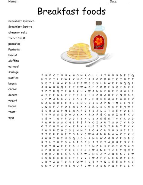 Breakfast Word Search WordMint