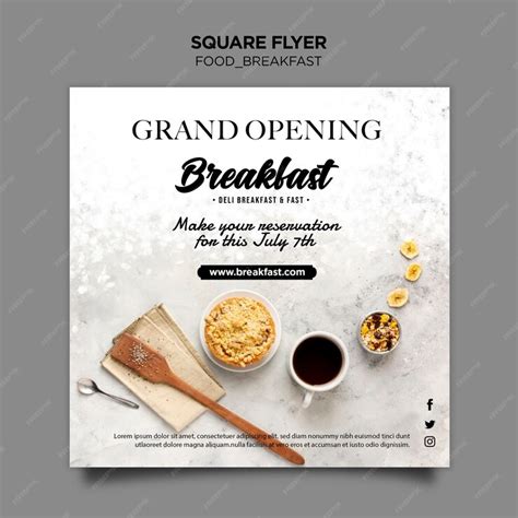 Breakfast concept flyer template Free PSD File