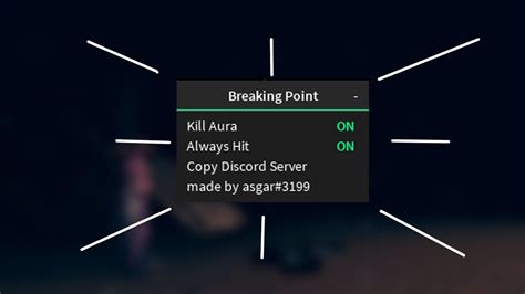 22/04/2023. 2500. This script for Breaking Point game offers unparalleled accuracy and speed, thanks to its advanced Kill Aura, Auto Shot, and AimBot features. How to download: 1) Click the get button. 2) Then …. 