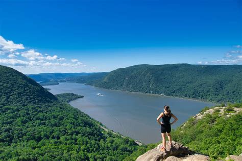 The Breakneck Ridge Trail starts from the Hudson River, up a ridge which the highway underpasses in a tunnel. The trail gains 800 feet in the first half mile, but your effort is paid off by views up and down the Hudson Valley. The trail is steep and requires the use of hand holds in a few sections, but these sections all have bypasses, marked .... 