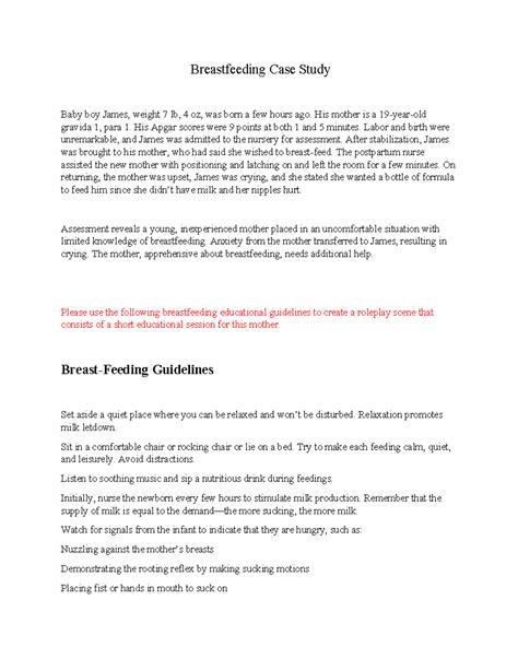 Breastfeeding case studies.  L&rsquo;allaitement maternel est l&rsquo;un des moyen...